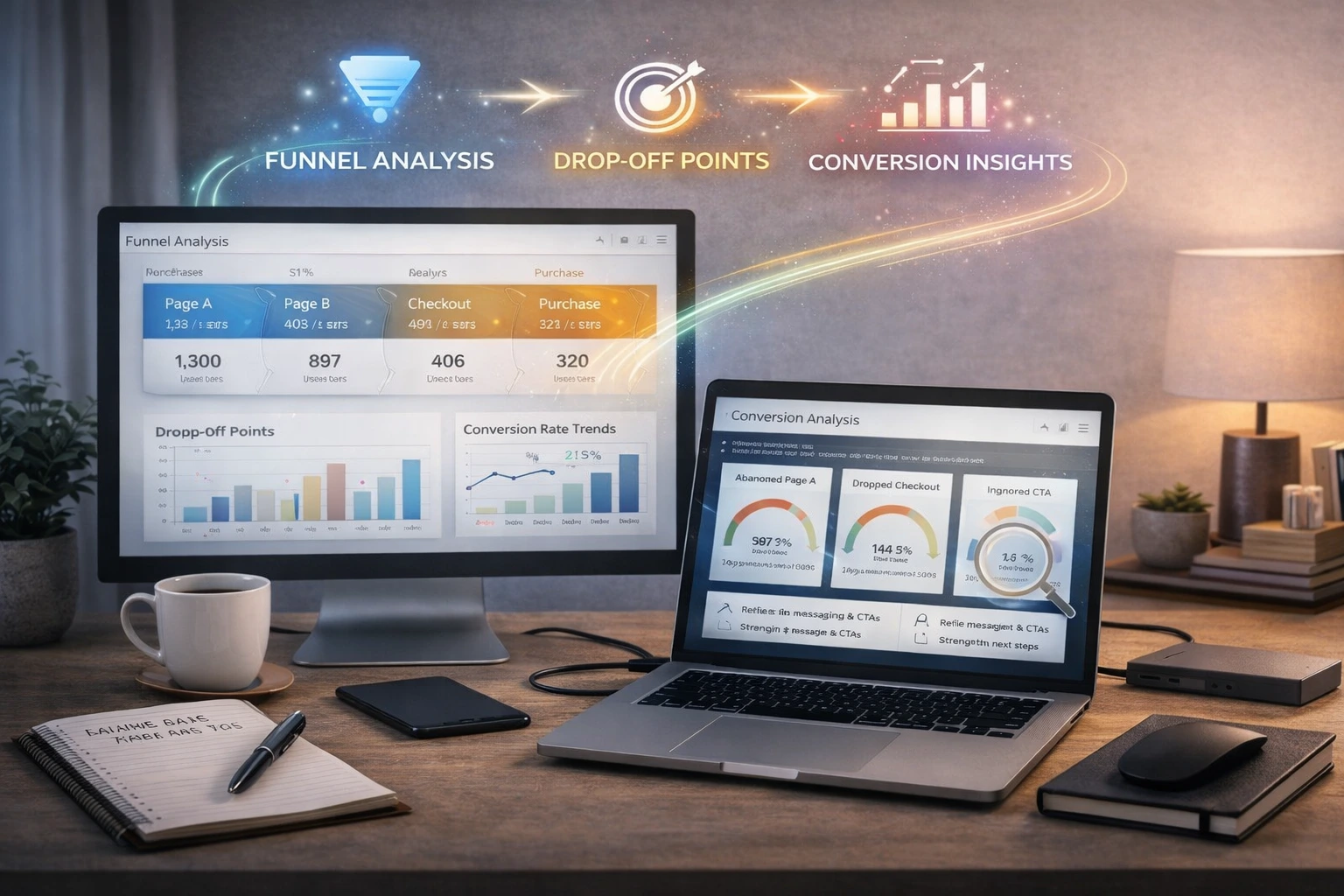 Analytics and website optimization dashboard preview