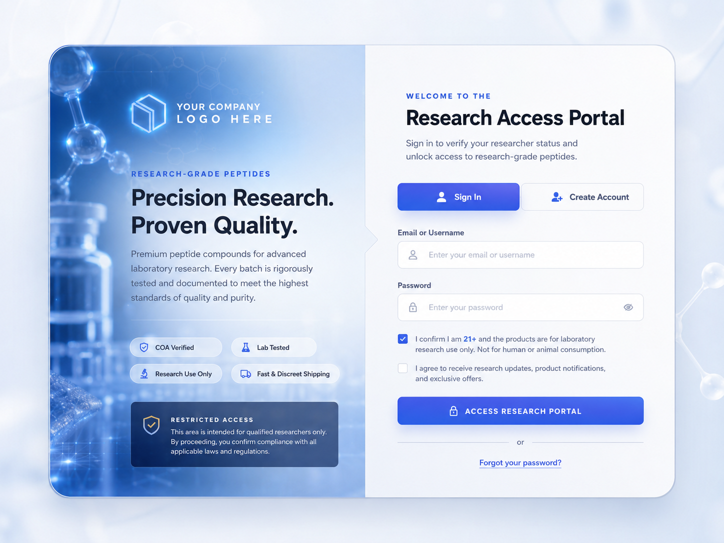 Research Use Only Website Gate